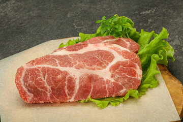 Raw pork meat neck steack