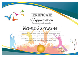 Happy People's social, education or sports' certificate