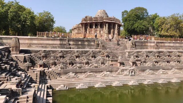 View of the Sun Temple in Modhera, Gujarat, India