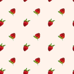 Fototapeta na wymiar Lovely seamless pattern with fresh ripe strawberry