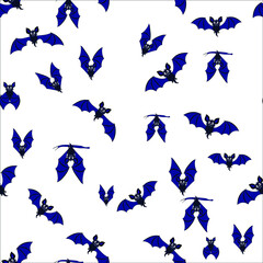 Abstract seamless pattern with bats. Cute bats on a white background. Background for Halloween party. Vector illustration.