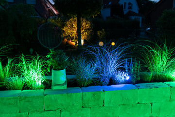 Ambient lighting on terrace and garden with rgb spots