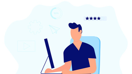 Male working on pc at the home