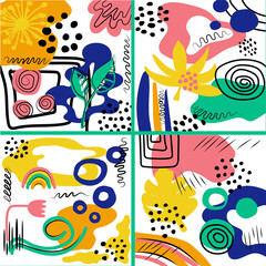 Set of hand drawn various shapes and doodle objects. Abstract contemporary modern trendy vector illustration.