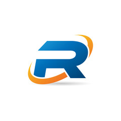 Letter R With Swoosh Logo Design Template