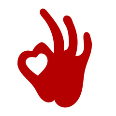 Obraz premium OK sign. Abstract symbol with heart shape and OK hand sign. Cardiology medical center, logo of a medical clinic.