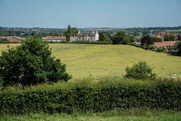 Obraz na płótnie Canvas Farmlands around the Sandal Castle hill, Wakefield, United Kingdom.
