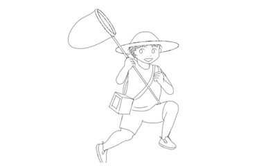 夏休みの少年　スケッチ