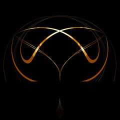 Gold abstract geometric lines on a black background.