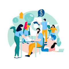 Business courses, business data review presentation, professional training, education, online tutorial flat vector illustration. Expertise, skill development design for mobile and web graphics