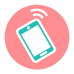 Icon with a calling smartphone. Vector illustration on the theme of mobile communications. Flat style.