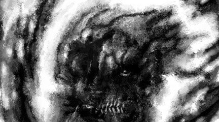 Scary monster head illustration.