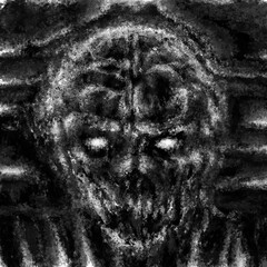 Scary alien face illustration.
