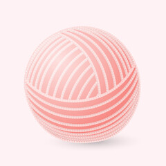 ball of woolen thread on a pink background