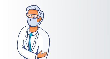 Doctor man cartoon character. Medical insurance template