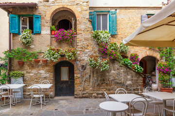 Fototapeta na wymiar Empty cafe in Italy.
