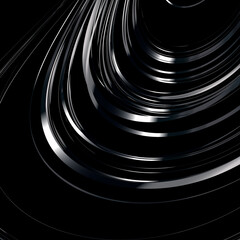 abstract design, graphic pattern on a black background, silver metal 