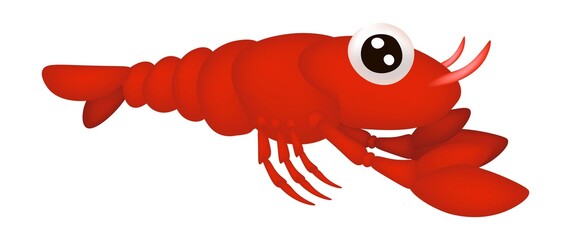 Red Lobster in Cartoon style 3D effects, vector illustration for your design and decor, logo, sticker, kids, funny, cute, clipart
