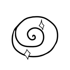 black and white in the style of doul contour round with stars of caramel candy in isolated on a white background, sweets for children, tasty, food, for prints, decor, design, coloring, decoration