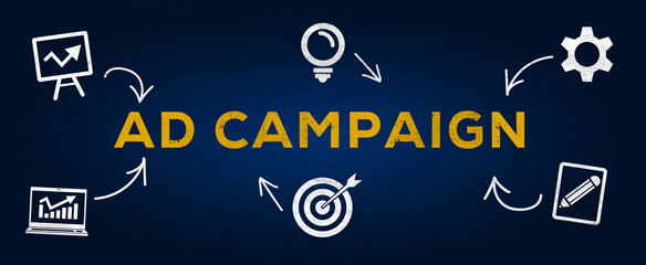 Creative Illustration text Design (ad campaign) on dark blue texture.