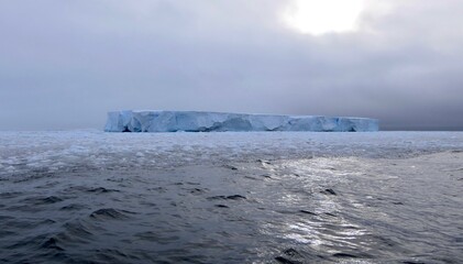 Large iceberg at edge of pack ice in antarctic ocean, Antarctica © HWL Photos