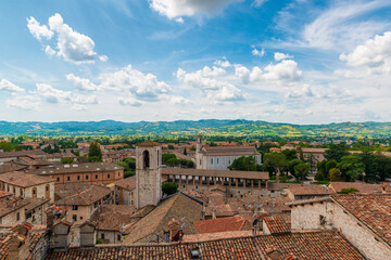 Red roof tiles of old Gubbio town in Italy