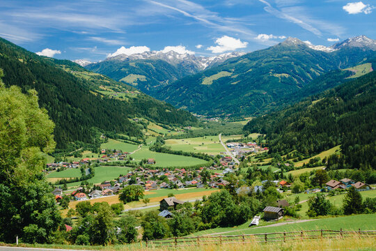 A view to an alpine town of Lienze, Austria in summer season.