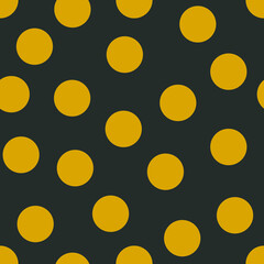 Gold confetti Vector illustration Seamless pattern with golden circles on black background