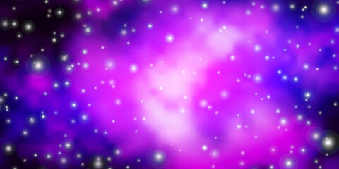 Dark Purple vector background with small and big stars. Shining colorful illustration with small and big stars. Best design for your ad, poster, banner.