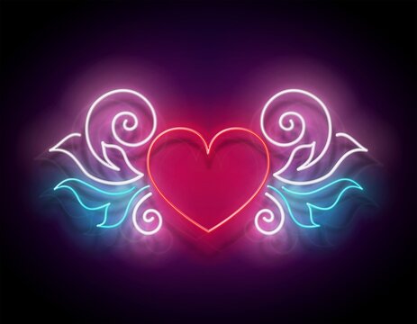 Glow Signboard with Ornate Heart