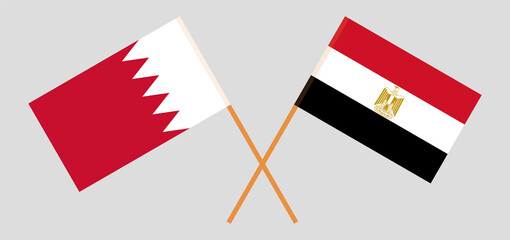 Crossed flags of Egypt and Bahrain