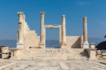 Ruins of the ancient city of Laodikeia in Pamukkale, Denizli, Turkey