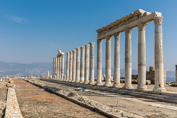 Ruins of the ancient city of Laodikeia in Pamukkale, Denizli, Turkey