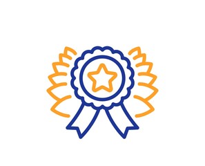 Winner ribbon line icon. Award medal sign. Best achievement symbol. Colorful thin line outline concept. Linear style winner ribbon icon. Editable stroke. Vector