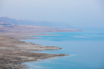 landscape of the Dead Sea, failures of the soil, illustrating an environmental catastrophe on the Dead Sea, Israel