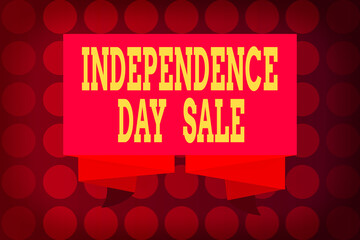 Word writing text Independence Day Sale. Business photo showcasing Anniversary Bargain Celebration of Freedom of the Republic Ribbon Sash Folded and Pleated Decorative Banner Strip corrugated Riband