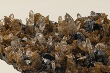 mineral sample with quartz crystals on matrix