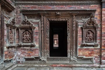 Beautiful details in the courtyard of Sundari Chowk, in the Patan Royal Palace Complex in Patan Durbar Square - Lalitpur, Nepal