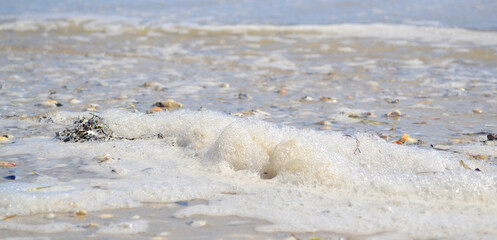 The beautiful black sea with splashing waves
