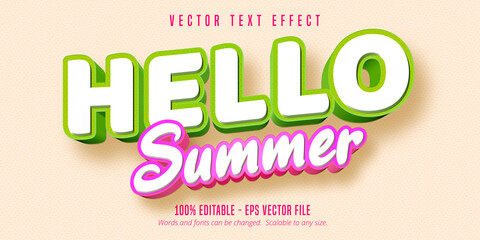 Fototapeta Hello summer text, comic style editable text effect obraz