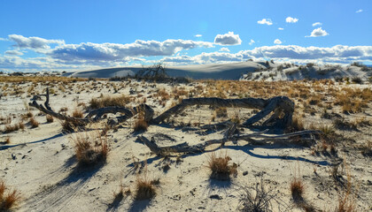 Dry Tree in White Sands. White Sands National Monument, New Mexico, USA