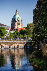 Neues Rathaus Hannover, gesehen vom Hohen Ufer in der Altstadt