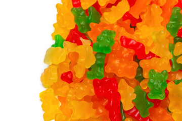 Jelly sweats bears background. Top view.