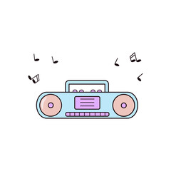 Type recorder vector line icon. Type recorder outline illustration.