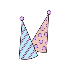 Party birthday hat vector line icon. Party hat outline illustration.