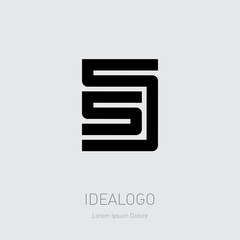 55 - logo or design element or icon with numbers 5 and 5. Logotype.