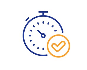 Fast verification line icon. Approved timer sign. Confirmed time symbol. Colorful thin line outline concept. Linear style fast verification icon. Editable stroke. Vector