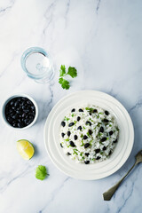 Black bean cilantro lime rice in a plate