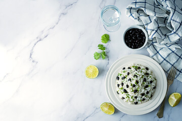Black bean cilantro lime rice in a plate