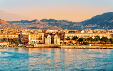  Sunrise at Mediterranian sea Sicily Palermo old city reflex © Roman Babakin